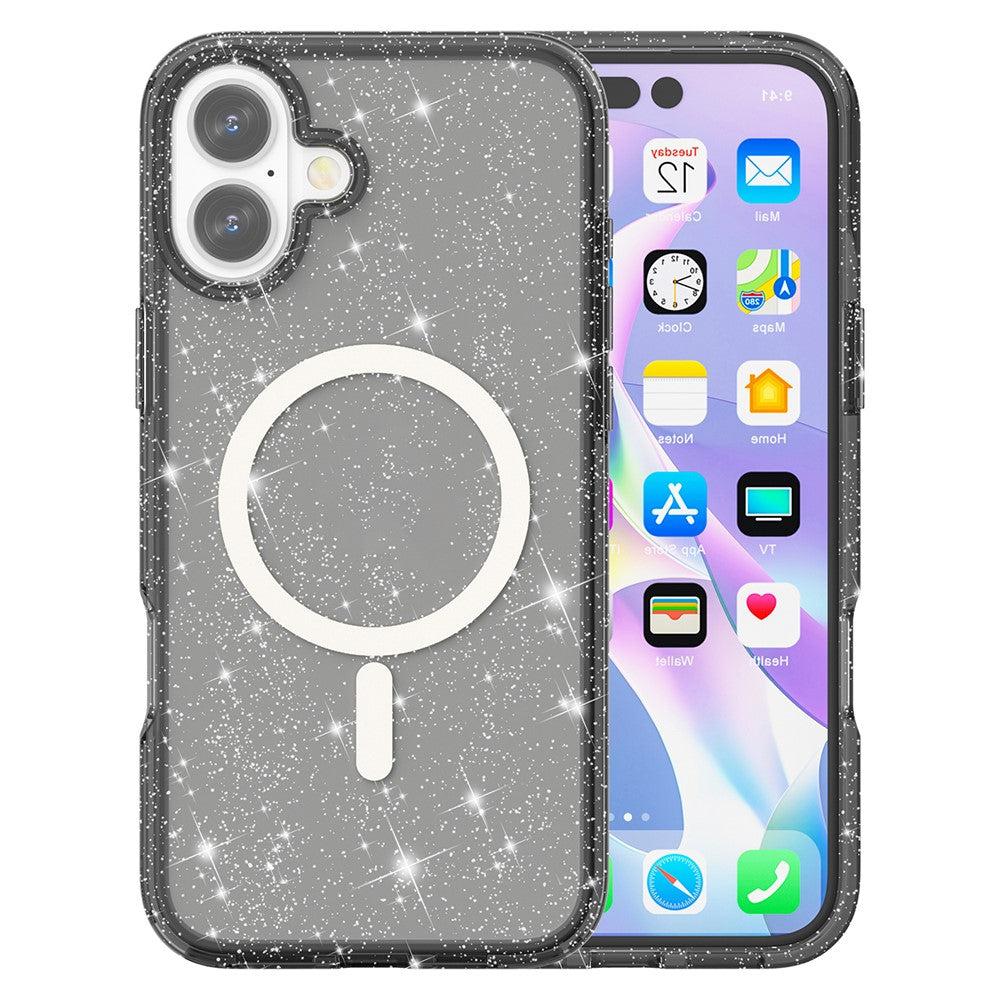AMORUS For iPhone 17 Magnetic Case Compatible with MagSafe Glitter Powder PC + TPU Phone Cover