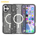 AMORUS For iPhone 17 Magnetic Case Compatible with MagSafe Glitter Powder PC + TPU Phone Cover