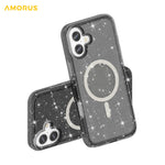AMORUS For iPhone 17 Magnetic Case Compatible with MagSafe Glitter Powder PC + TPU Phone Cover