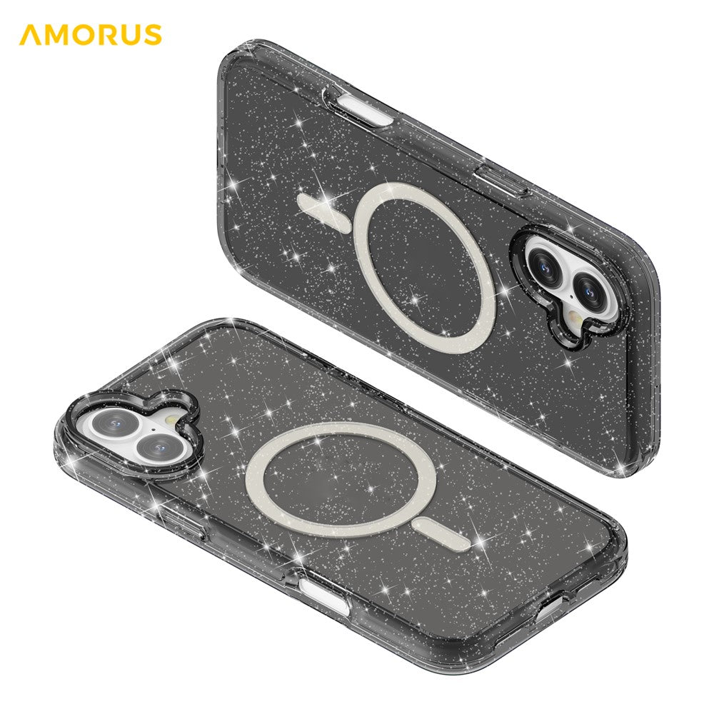 AMORUS For iPhone 17 Magnetic Case Compatible with MagSafe Glitter Powder PC + TPU Phone Cover