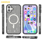 AMORUS For iPhone 17 Magnetic Case Compatible with MagSafe Glitter Powder PC + TPU Phone Cover