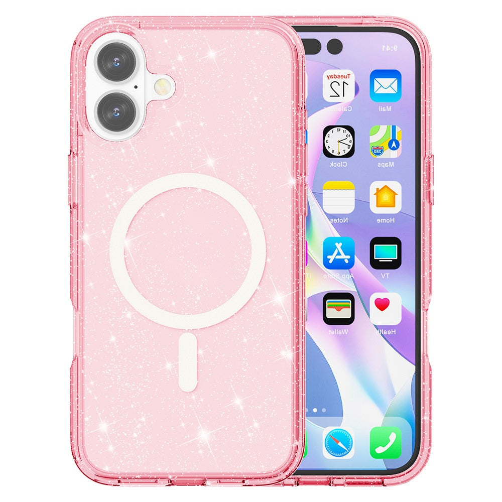 AMORUS For iPhone 17 Magnetic Case Compatible with MagSafe Glitter Powder PC + TPU Phone Cover