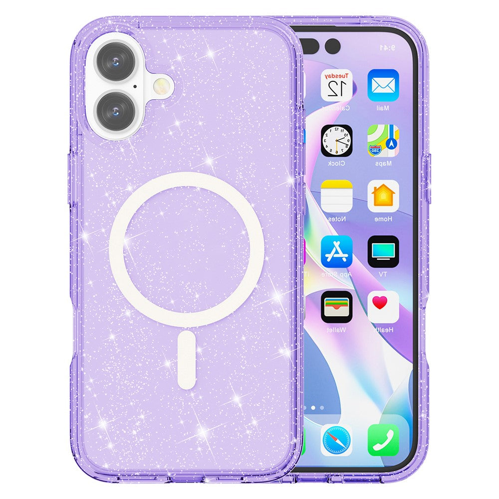 AMORUS For iPhone 17 Magnetic Case Compatible with MagSafe Glitter Powder PC + TPU Phone Cover