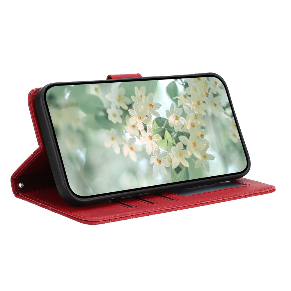 Samsung Galaxy A57 5G-skal med blommönster, läder, plånboksfodral med handledsrem