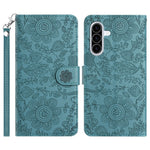Samsung Galaxy A57 5G-skal med blommönster, läder, plånboksfodral med handledsrem