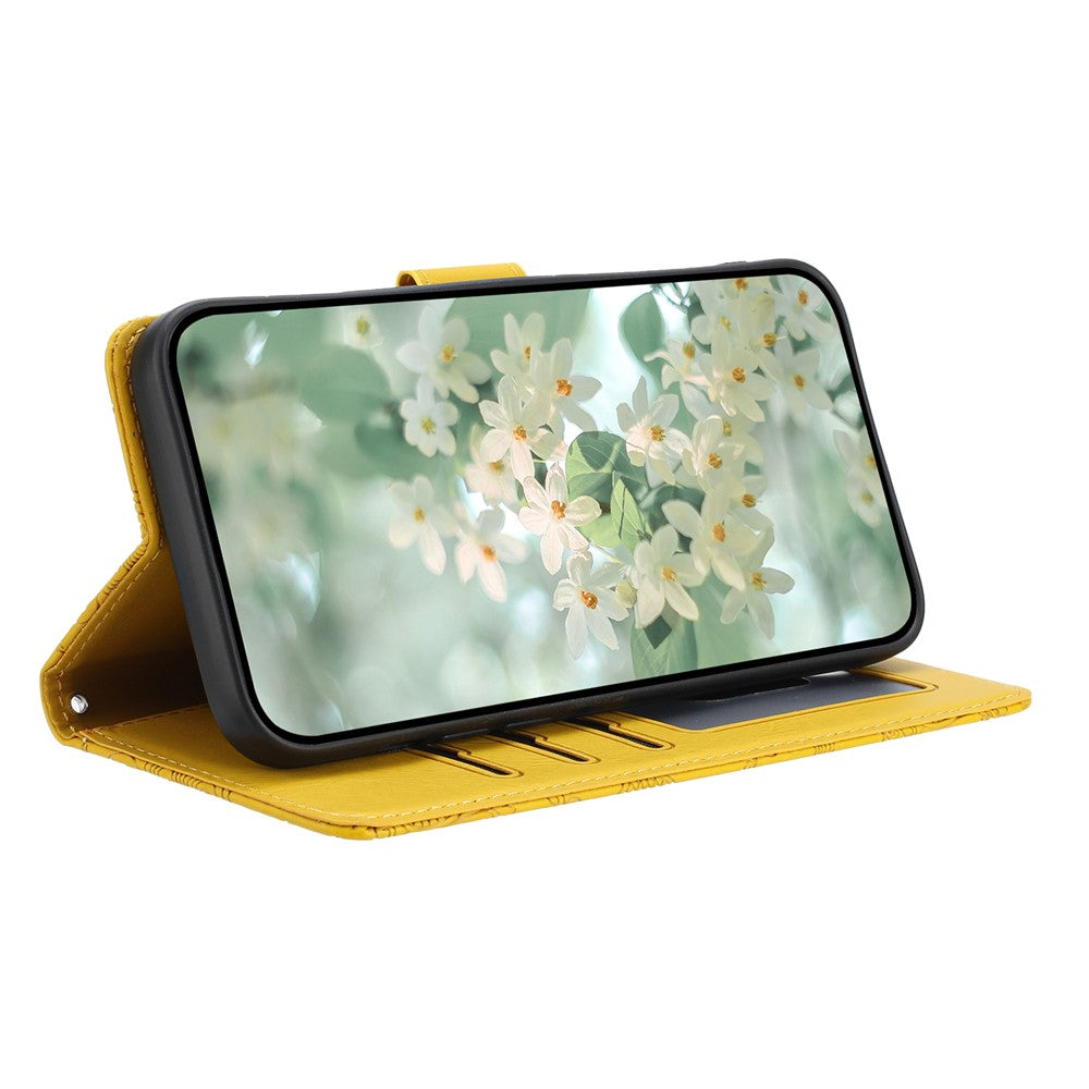 Til Samsung Galaxy A37 5G Etui Blomsterpræg Læder Flip Cover med Håndrem