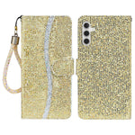 Samsung Galaxy S26-skal i PU-läder, plånbok med korthållare, glitter, mobilskal