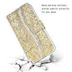 Samsung Galaxy S26-skal i PU-läder, plånbok med korthållare, glitter, mobilskal