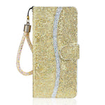 Samsung Galaxy S26-skal i PU-läder, plånbok med korthållare, glitter, mobilskal