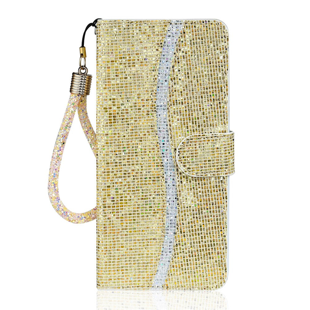 Samsung Galaxy S26-skal i PU-läder, plånbok med korthållare, glitter, mobilskal