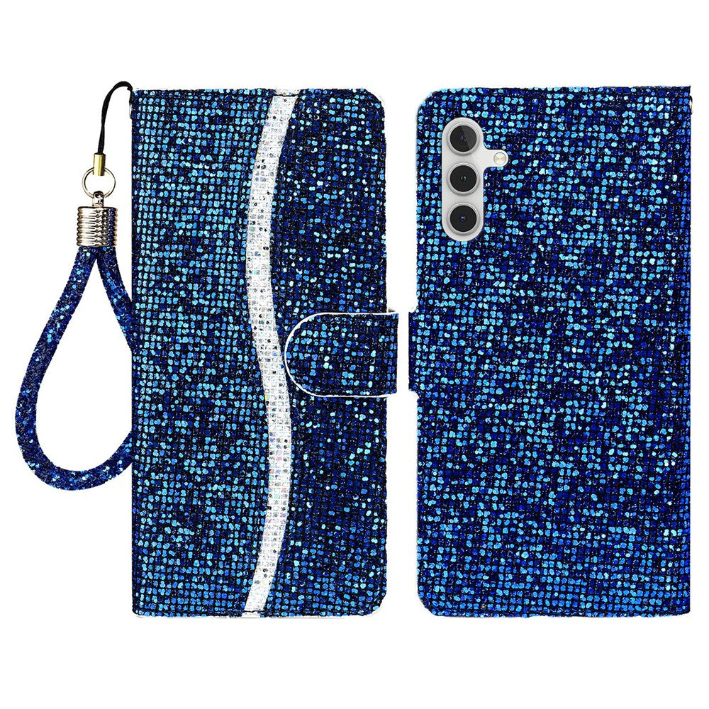 For Samsung Galaxy S26 Case PU Leather Wallet Card Slots Glitter Phone Cover