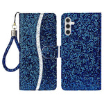 Samsung Galaxy S26-skal i PU-läder, plånbok med korthållare, glitter, mobilskal