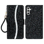 Samsung Galaxy S26-skal i PU-läder, plånbok med korthållare, glitter, mobilskal