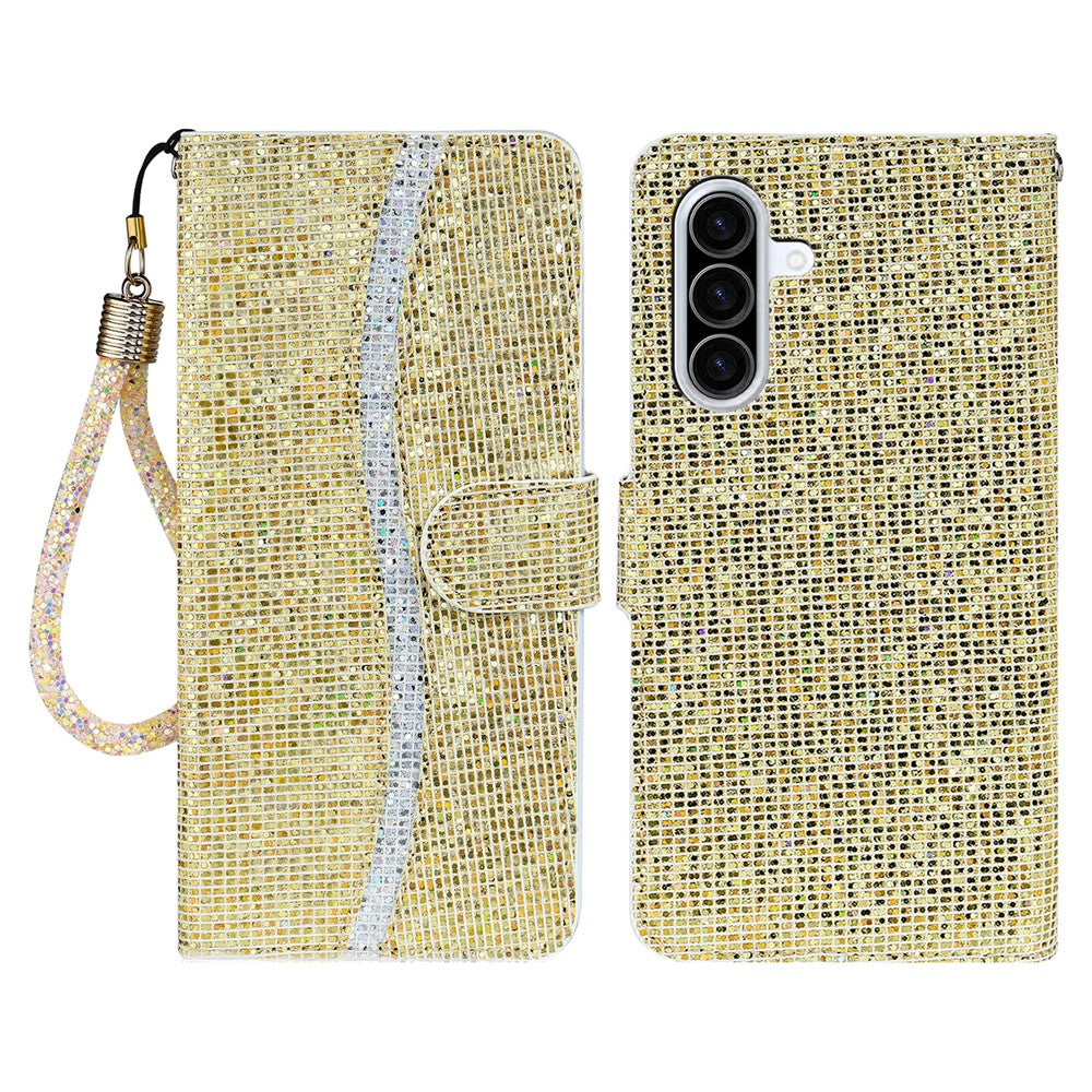For Samsung Galaxy A37 5G Case PU Leather Wallet Card Slots Glitter Phone Cover