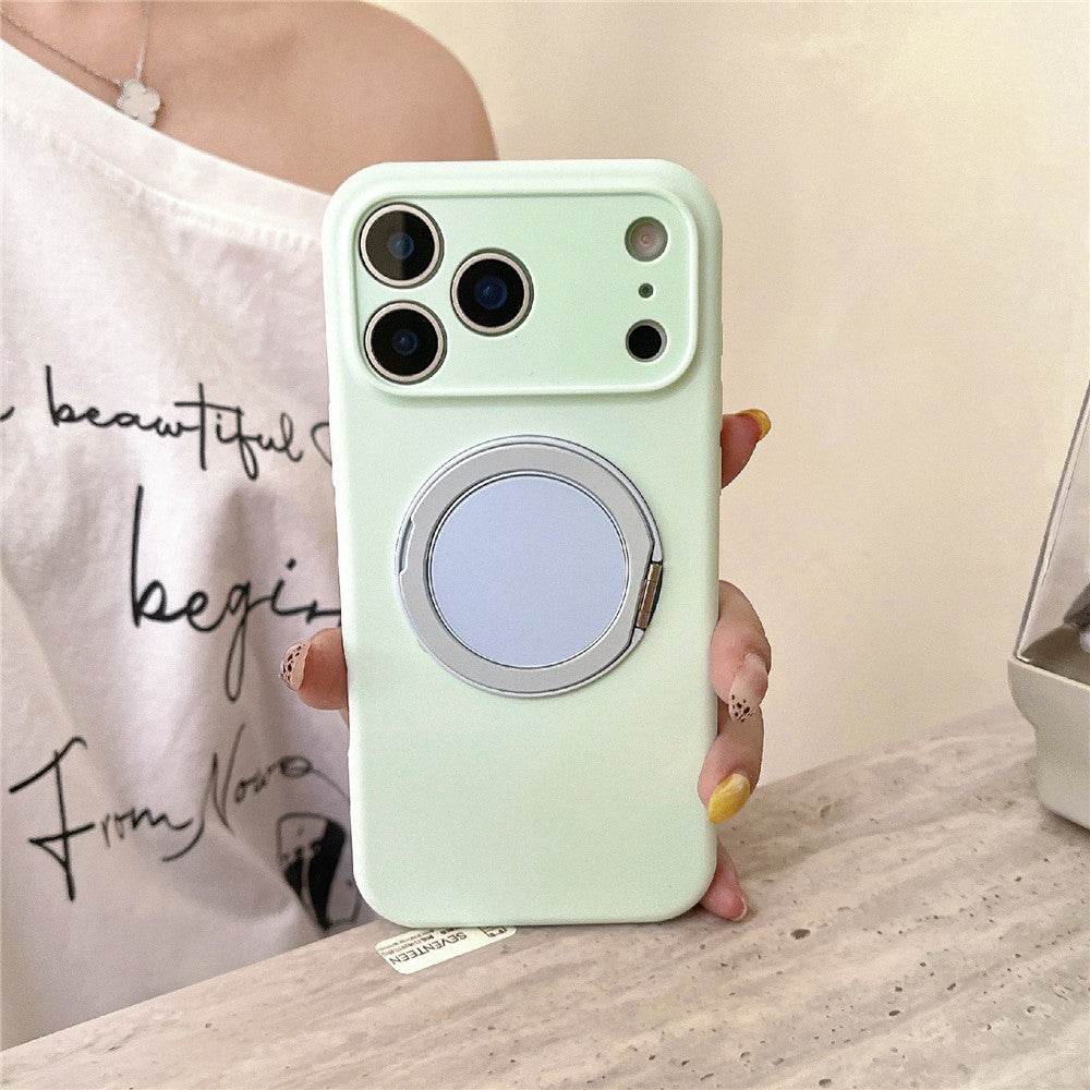 For iPhone 18 Pro / 17 Pro Case 360 Rotating Kickstand Precision Cutout Liquid Silicone Phone Cover