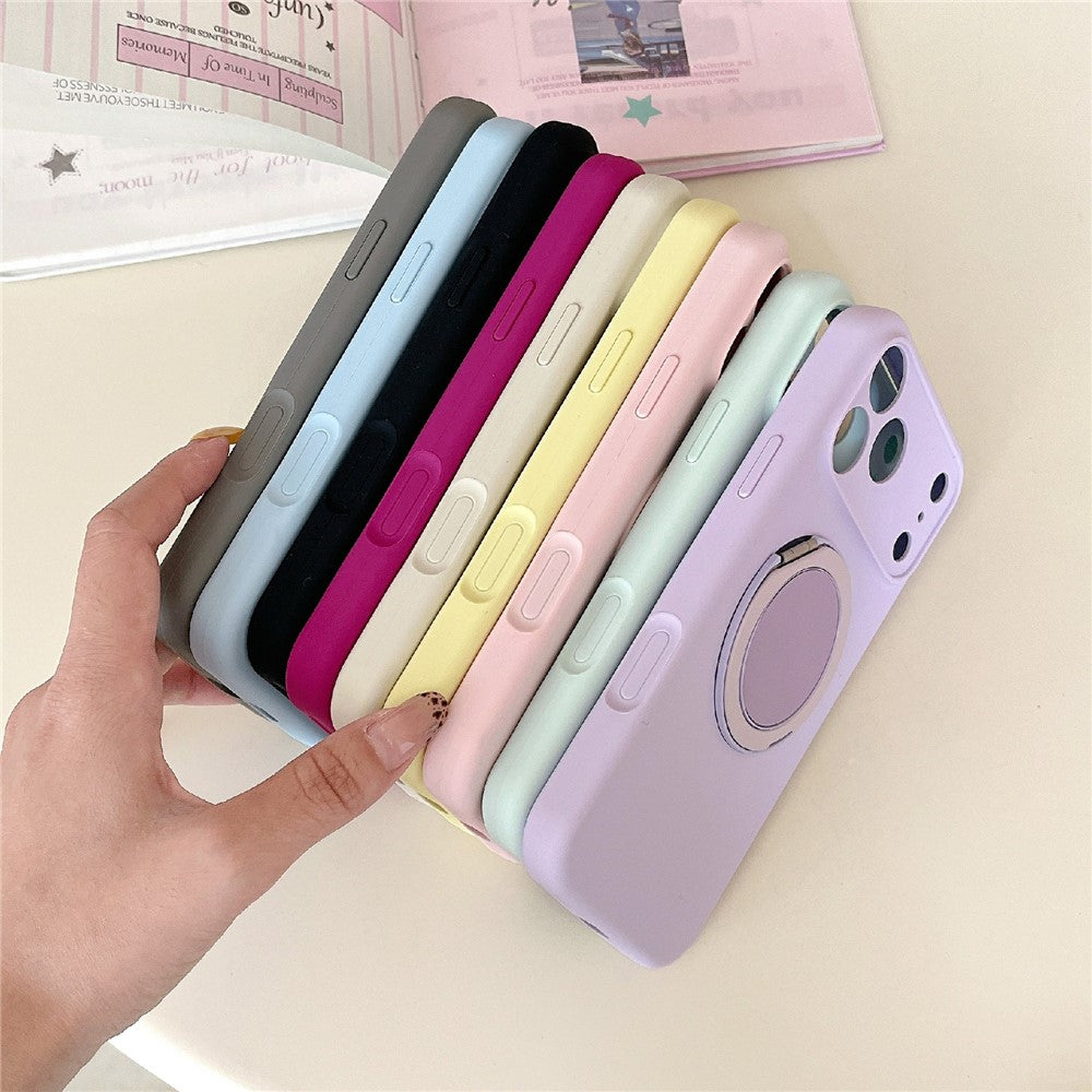 For iPhone 18 Pro / 17 Pro Case 360 Rotating Kickstand Precision Cutout Liquid Silicone Phone Cover