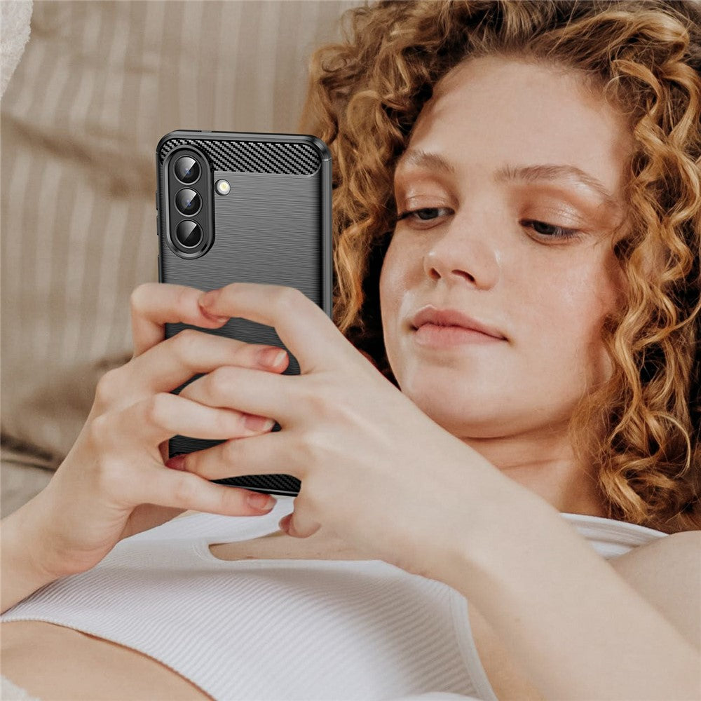 Til Samsung Galaxy A57 5G Etui Beskyttende Telefoncover Kulfibertekstur Børstet