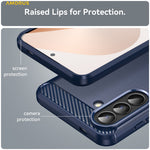 AMORUS til Samsung Galaxy A57 5G etui kulfibertekstur børstet beskyttende telefoncover