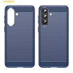 AMORUS til Samsung Galaxy A57 5G etui kulfibertekstur børstet beskyttende telefoncover