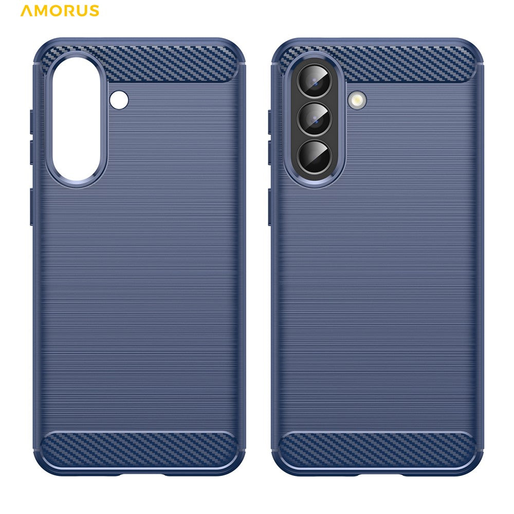 AMORUS til Samsung Galaxy A57 5G etui kulfibertekstur børstet beskyttende telefoncover
