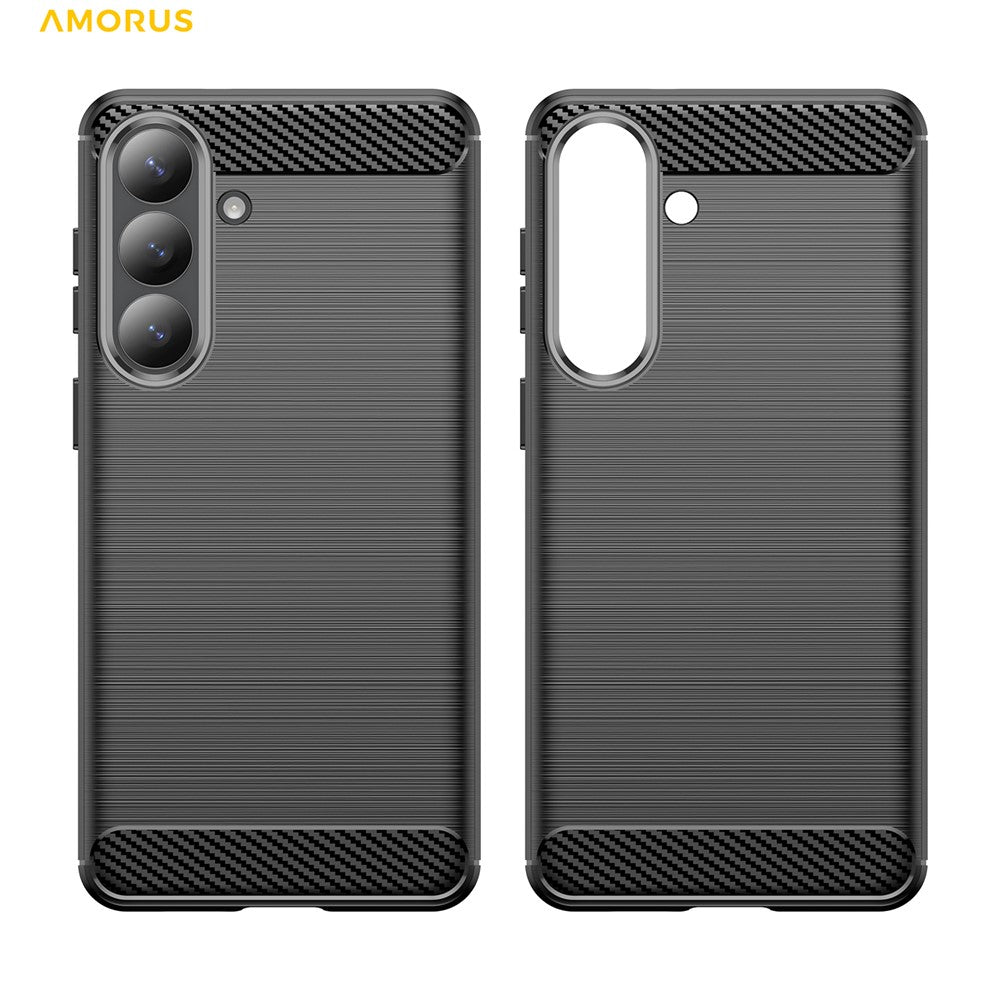 AMORUS For Samsung Galaxy S26+ Case Carbon Fiber Texture Brushed Protective Phone Cover