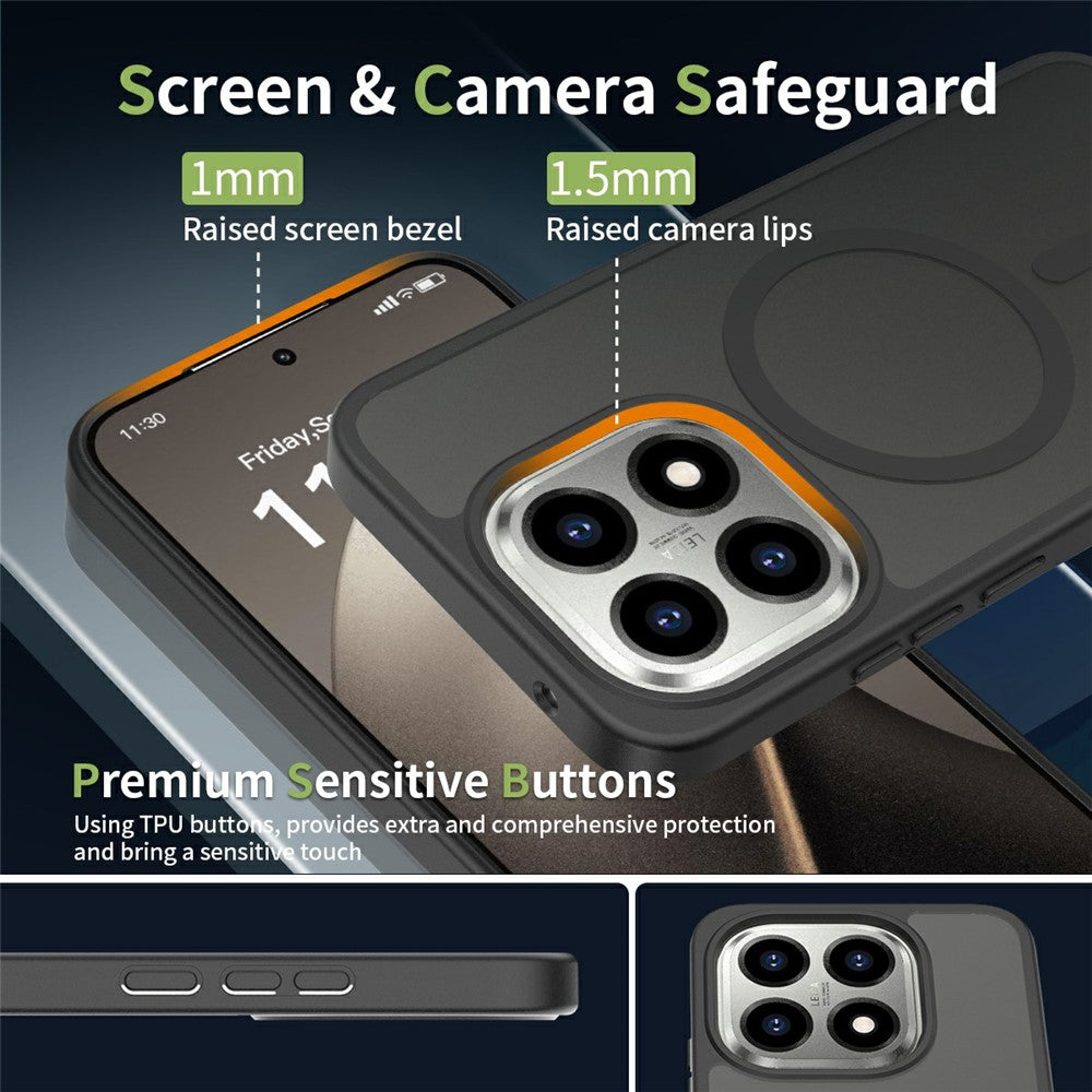 For Xiaomi 15T Magnetic Phone Case Matte Finish TPU PC Shockproof Phone Cover with Tempered Glass