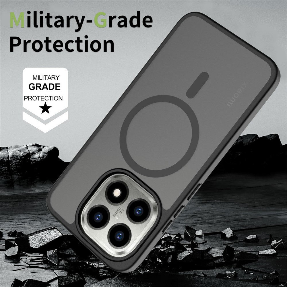 For Xiaomi 15T Magnetic Phone Case Matte Finish TPU PC Shockproof Phone Cover with Tempered Glass