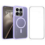 For Xiaomi 15T Magnetic Phone Case Matte Finish TPU PC Shockproof Phone Cover with Tempered Glass