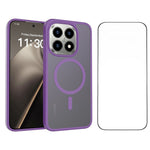 For Xiaomi 15T Magnetic Phone Case Matte Finish TPU PC Shockproof Phone Cover with Tempered Glass