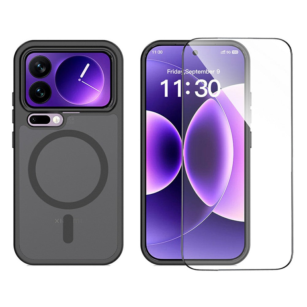 Magnetiskt mobilskal för Xiaomi 17 Pro, matt finish, TPU PC, stötsäkert mobilskal med härdat glas