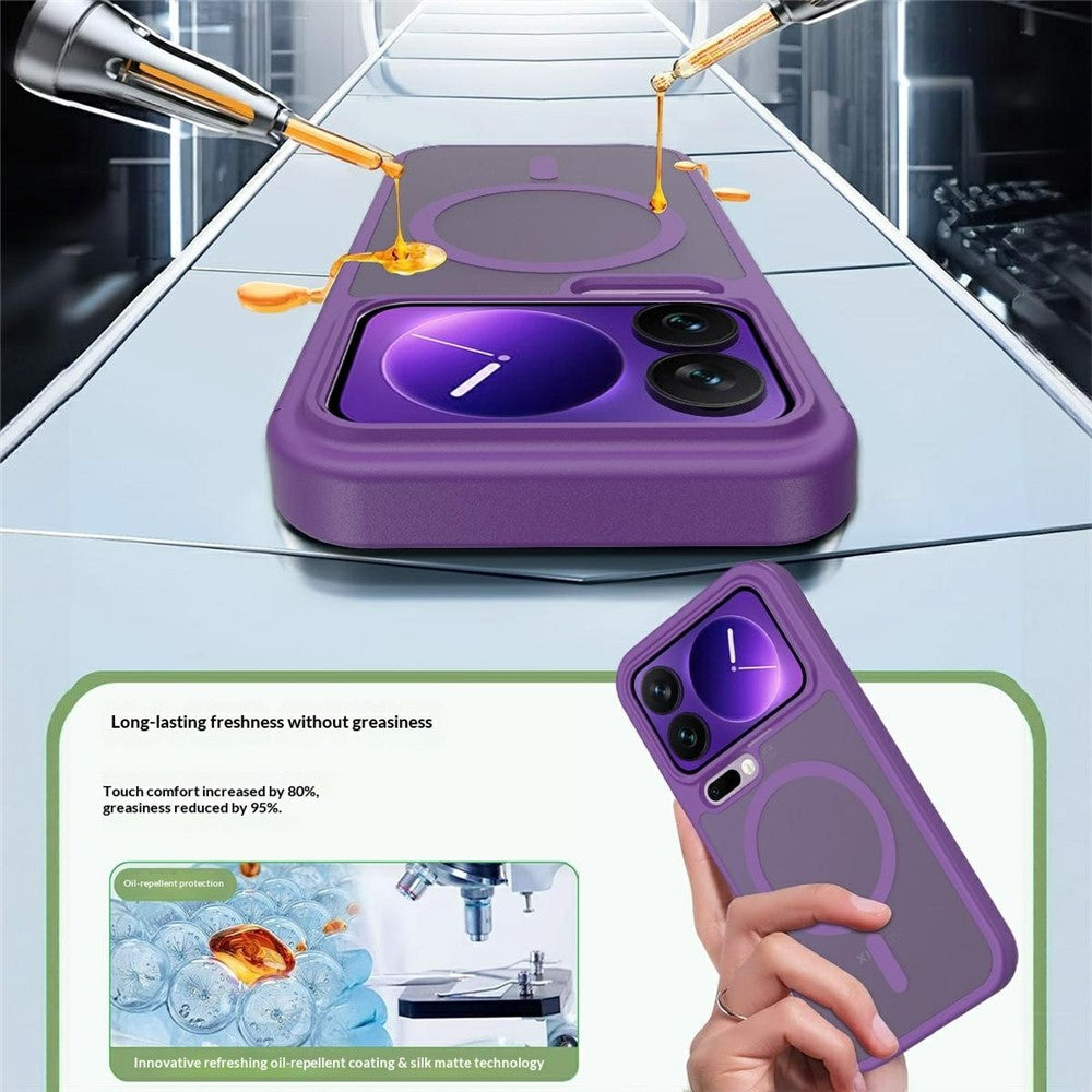 Magnetiskt mobilskal för Xiaomi 17 Pro, matt finish, TPU PC, stötsäkert mobilskal med härdat glas