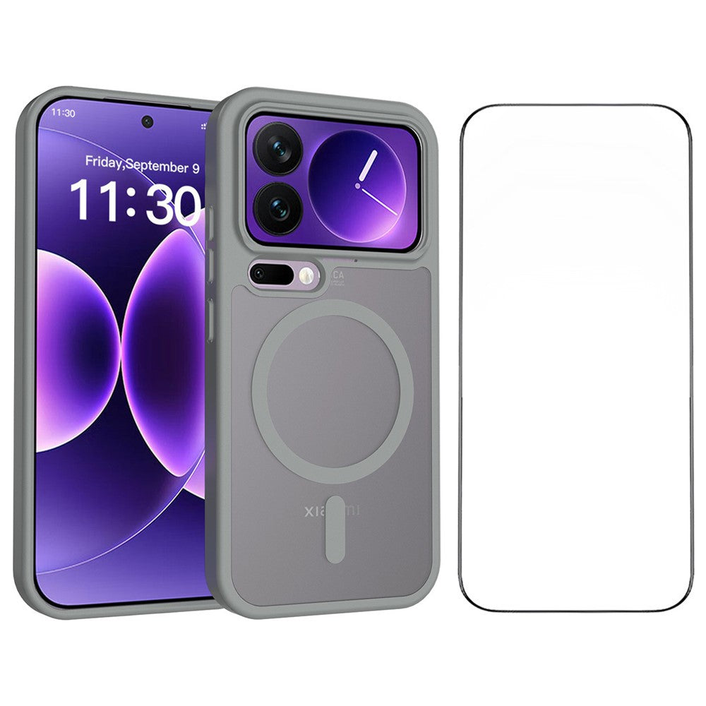 Magnetiskt mobilskal för Xiaomi 17 Pro, matt finish, TPU PC, stötsäkert mobilskal med härdat glas