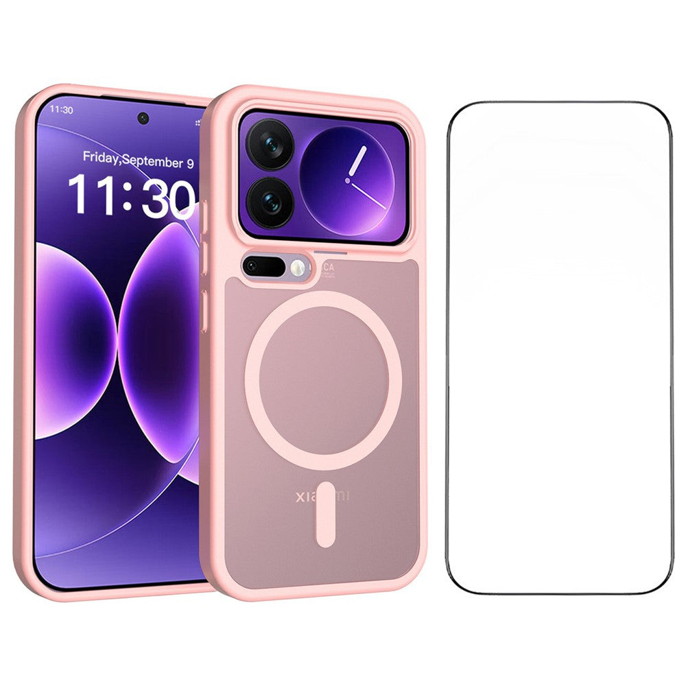 Magnetiskt mobilskal för Xiaomi 17 Pro, matt finish, TPU PC, stötsäkert mobilskal med härdat glas
