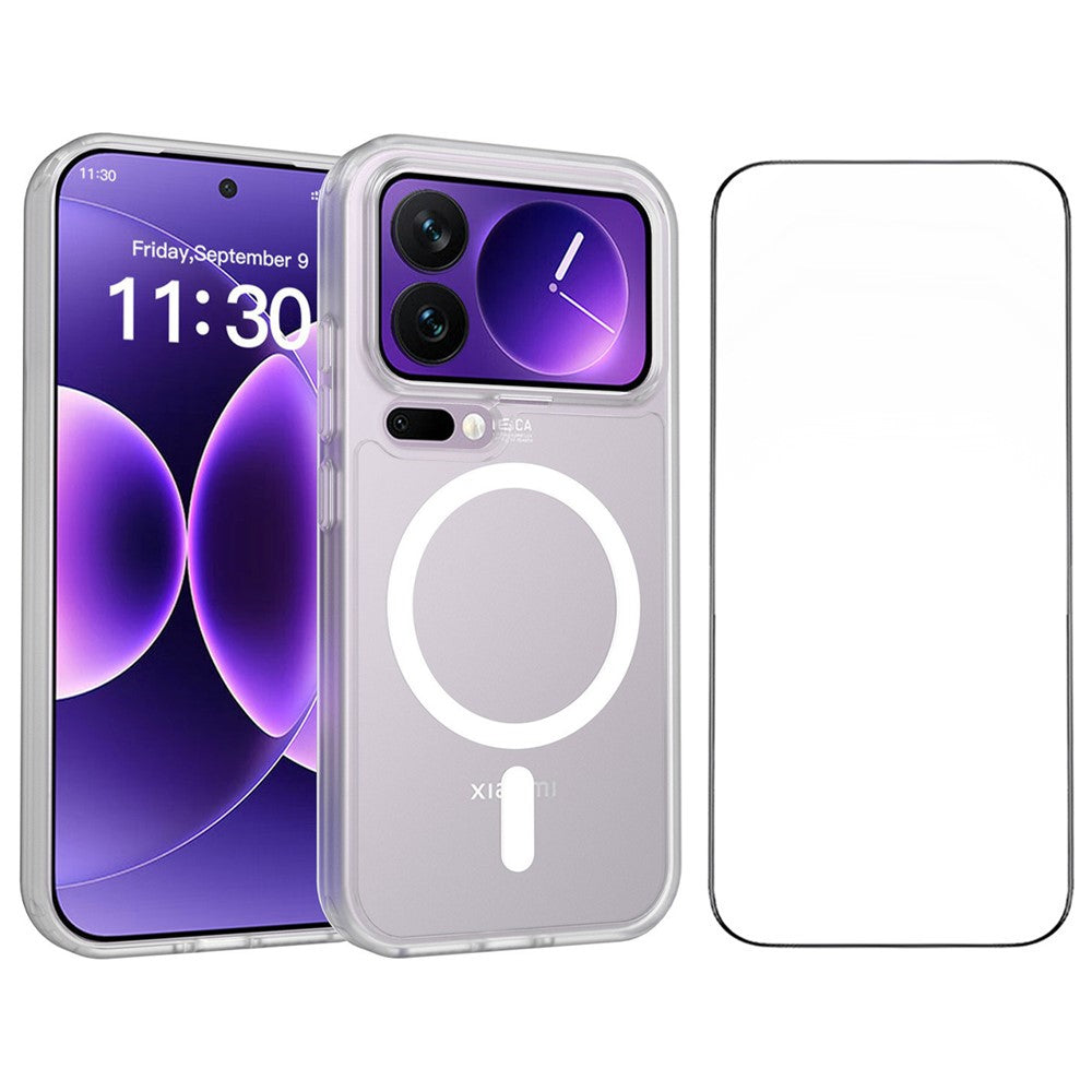 Magnetiskt mobilskal för Xiaomi 17 Pro, matt finish, TPU PC, stötsäkert mobilskal med härdat glas