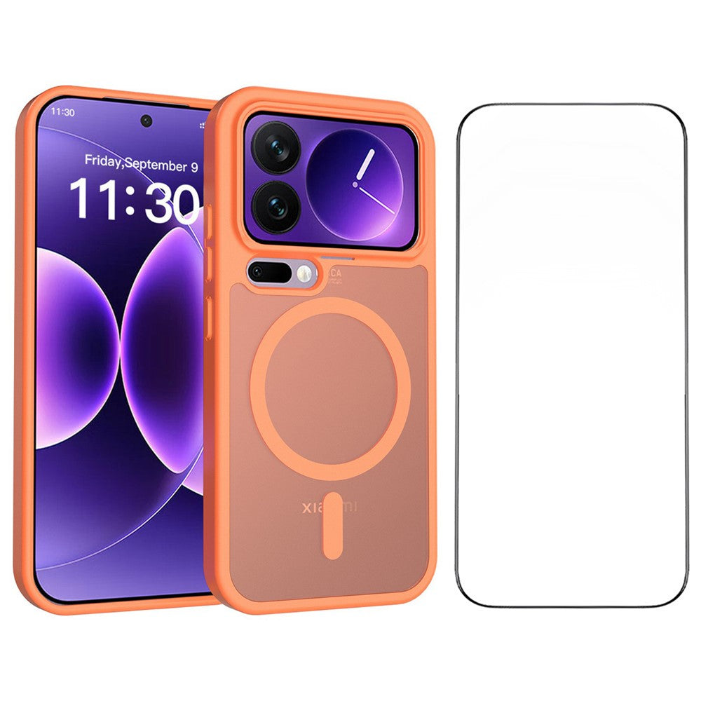 Magnetiskt mobilskal för Xiaomi 17 Pro, matt finish, TPU PC, stötsäkert mobilskal med härdat glas