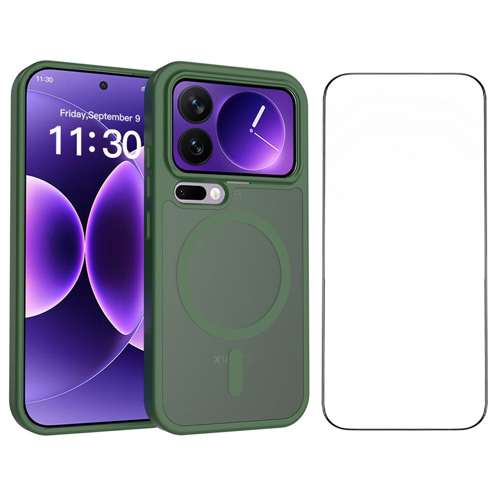 Magnetiskt mobilskal för Xiaomi 17 Pro, matt finish, TPU PC, stötsäkert mobilskal med härdat glas