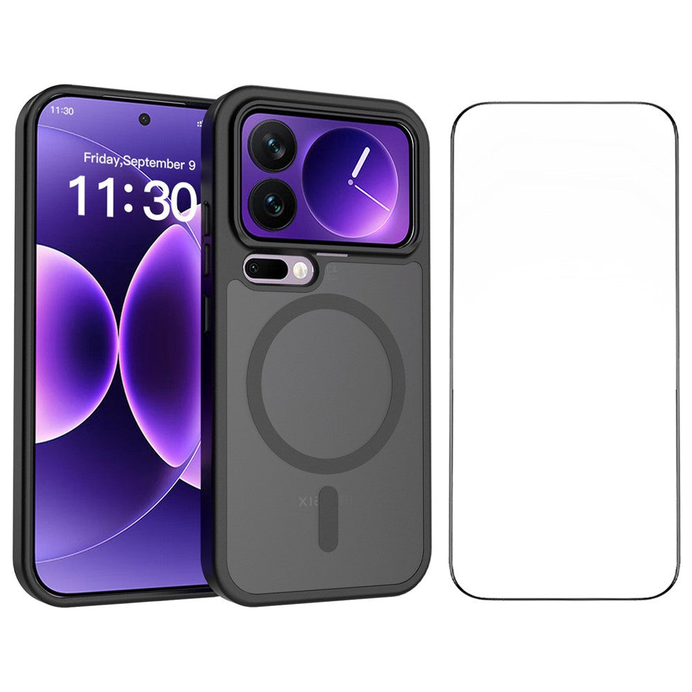 Magnetiskt mobilskal för Xiaomi 17 Pro, matt finish, TPU PC, stötsäkert mobilskal med härdat glas