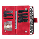 Phone Shell for iPhone 14 Plus, Anti-scratch Mandala Flower Imprinted PU Leather Cover Stand with Multiple Card Slots Zipper Pocket Wallet Case