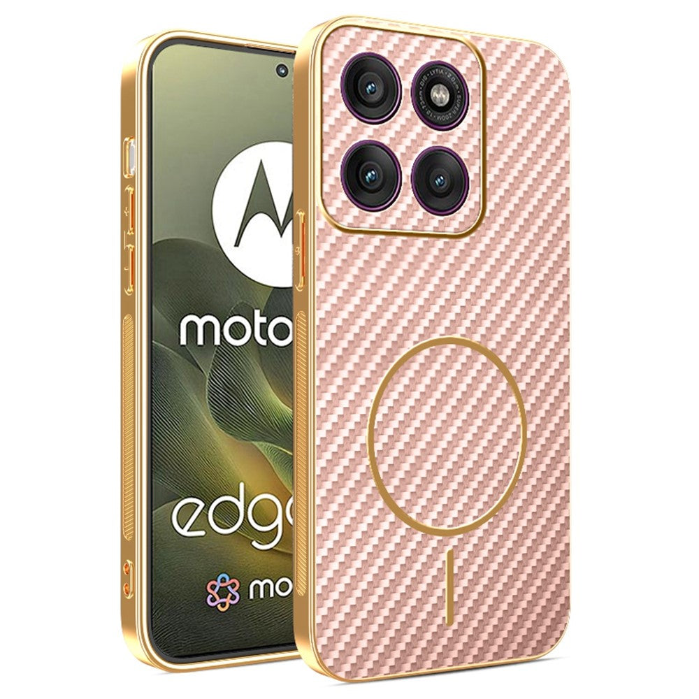 For Motorola Edge 70 5G Case Carbon Fiber Textured Electroplated TPU Phone Back Cover