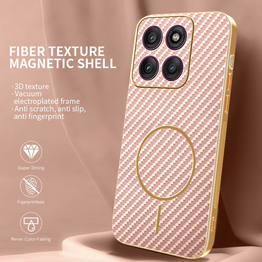 For Motorola Edge 70 5G Case Carbon Fiber Textured Electroplated TPU Phone Back Cover