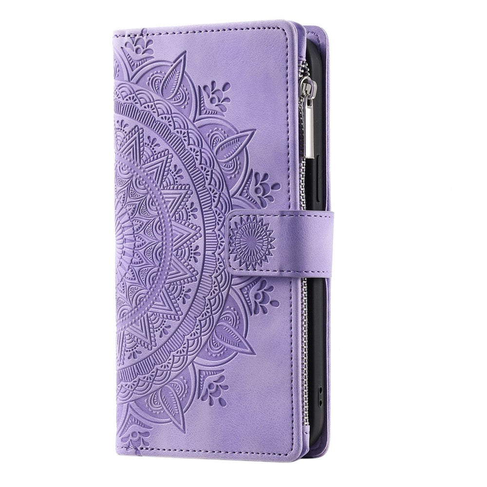 Plånboksfodral med dragkedja till Samsung Galaxy A33 5G, stötsäkert PU-läder med mandala-tryck och flera kortfack