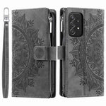 Plånboksfodral med dragkedja till Samsung Galaxy A33 5G, stötsäkert PU-läder med mandala-tryck och flera kortfack