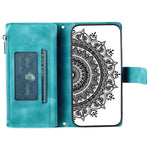Zipper Pocket Wallet Case for Samsung Galaxy A52 4G / 5G / A52s 5G, Collision-proof Mandala Flower Imprinted PU Leather Stand Cover with Multiple Card Slots