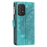 Zipper Pocket Wallet Case for Samsung Galaxy A52 4G / 5G / A52s 5G, Collision-proof Mandala Flower Imprinted PU Leather Stand Cover with Multiple Card Slots