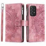 Zipper Pocket Wallet Case for Samsung Galaxy A52 4G / 5G / A52s 5G, Collision-proof Mandala Flower Imprinted PU Leather Stand Cover with Multiple Card Slots