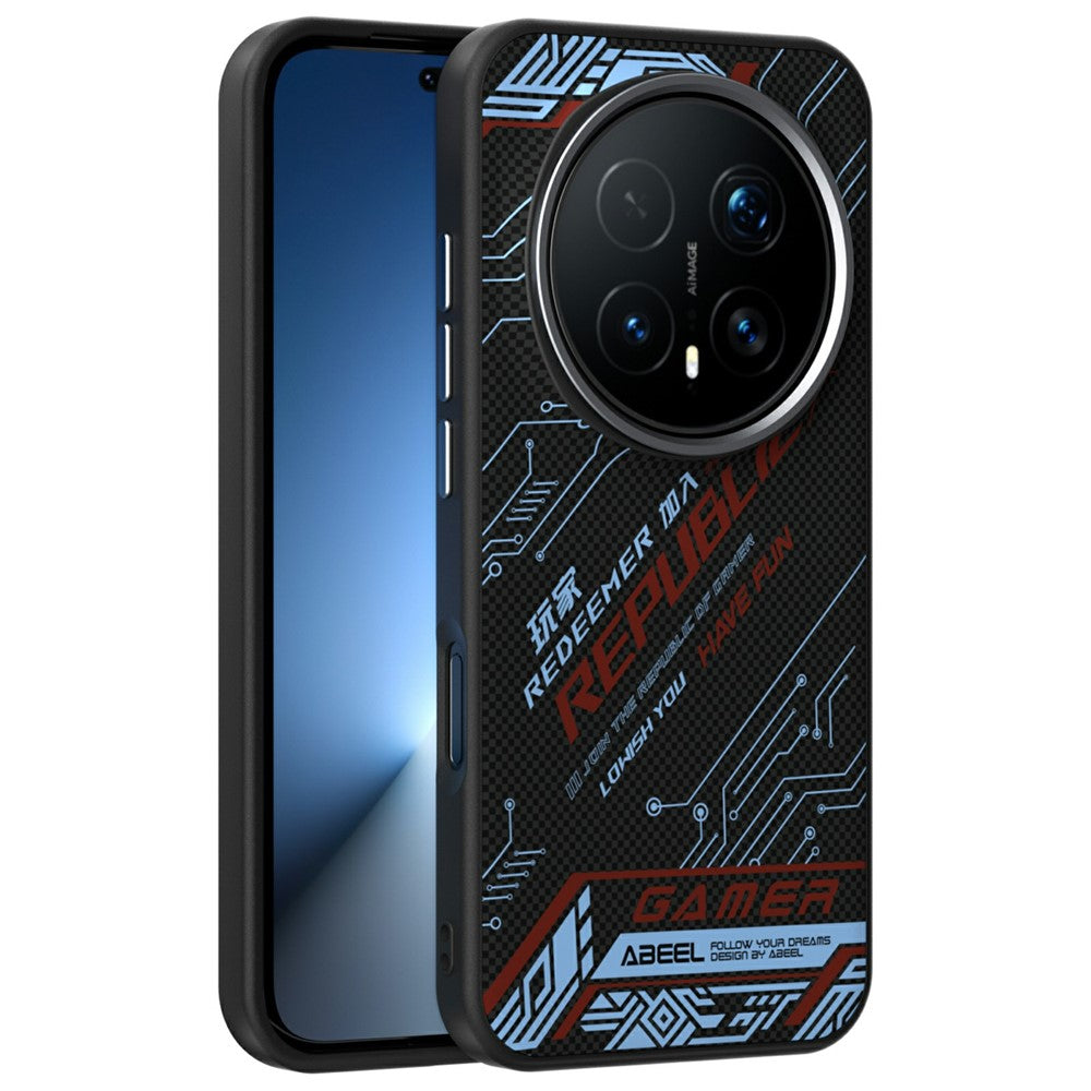 ABEEL For Honor Magic8 Pro 5G Magnetic Case Micro-Embossing 6D Printed PC TPU Aluminum Alloy Leather Phone Cover