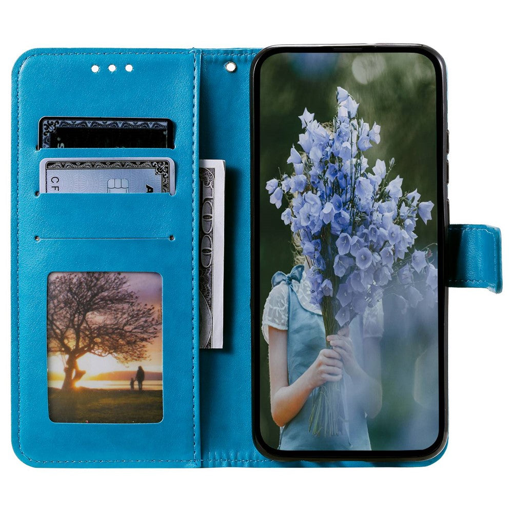 Samsung Galaxy S23 mandala-blomstret præget PU-læder-pungcover, flip med stativ, magnetisk lukning, stødsikkert etui
