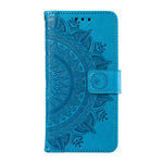 Samsung Galaxy S23 mandala-blomstret præget PU-læder-pungcover, flip med stativ, magnetisk lukning, stødsikkert etui