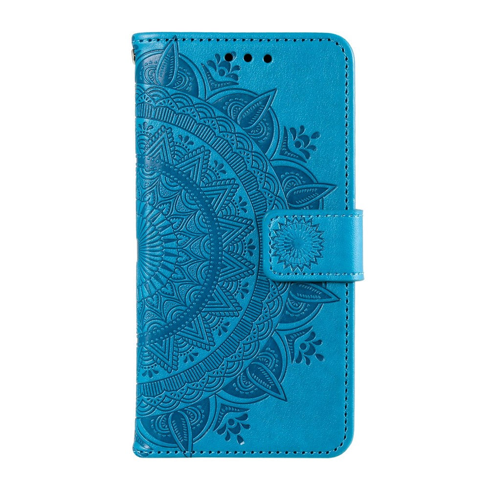 Samsung Galaxy S23 mandala-blomstret præget PU-læder-pungcover, flip med stativ, magnetisk lukning, stødsikkert etui