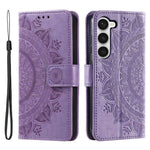 Samsung Galaxy S23 mandala-blomstret præget PU-læder-pungcover, flip med stativ, magnetisk lukning, stødsikkert etui